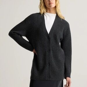 Mongolian Cashmere Oversized Boyfriend Cardigan Sweater in Heather Charcoal